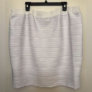 NY Collection White Ribbed Pencil Skirt